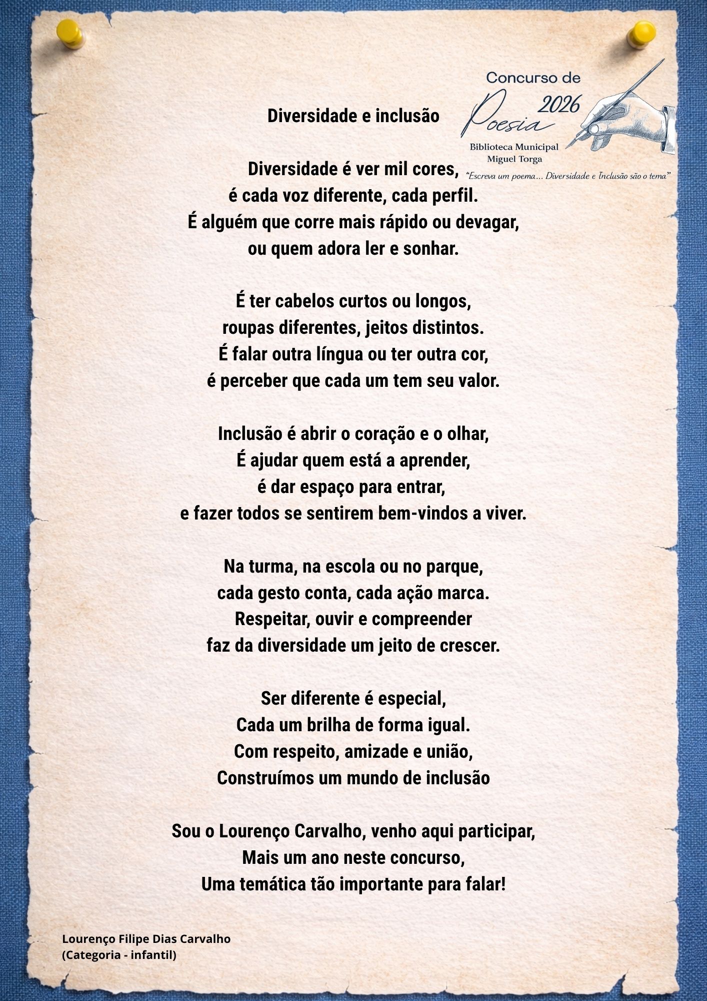 3 Classificado Infantil Lourenço