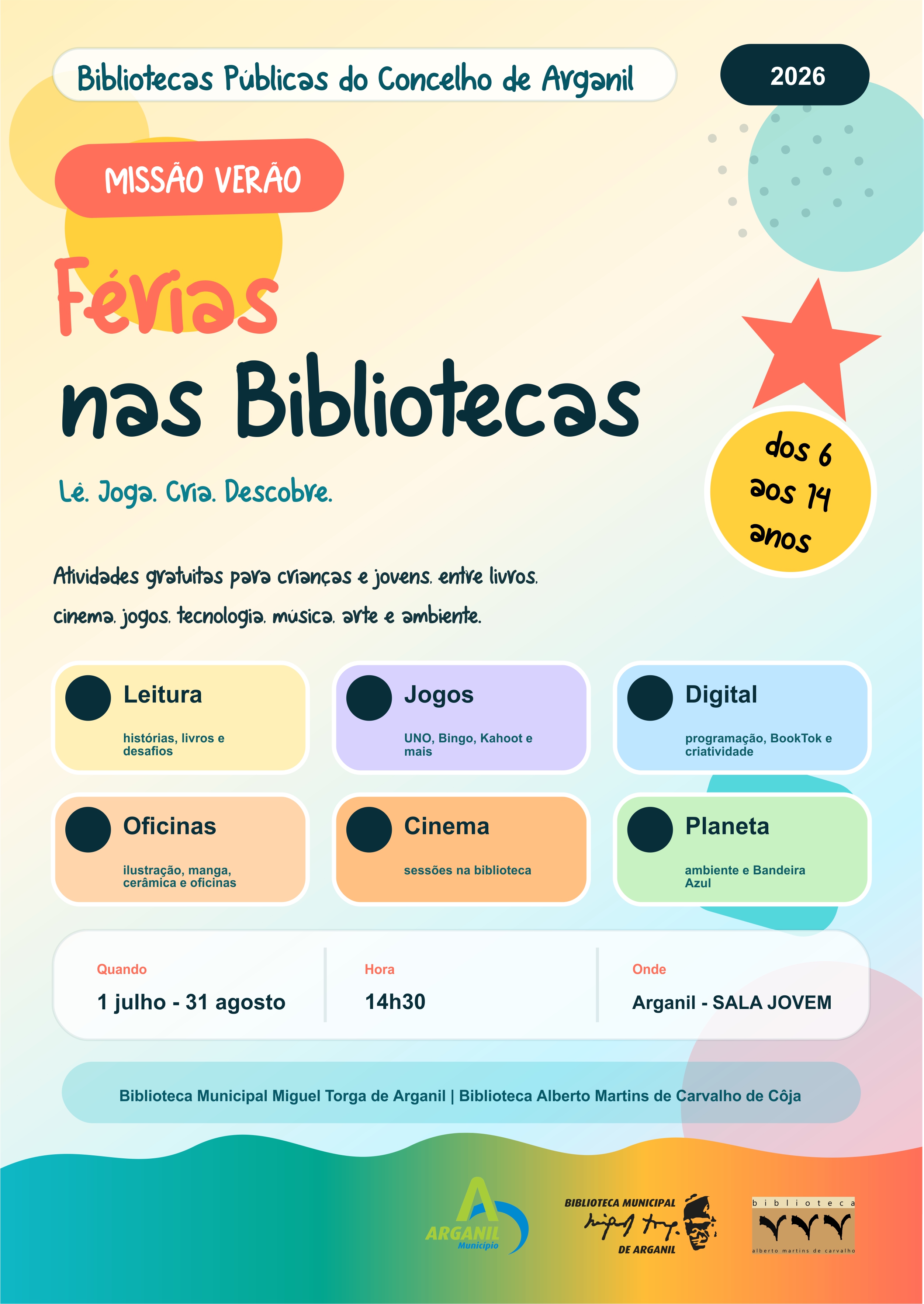 Folheto Ferias Verao Bibliotecas Arganil 2026 Jovem Capa